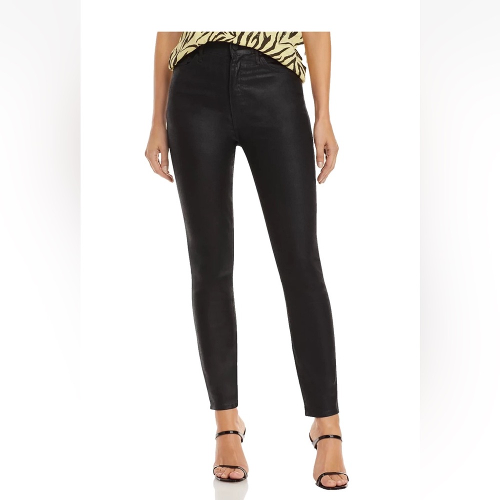 MOTHER The Swooner Coated Ankle Jeans sz 27 Wet Paint Black